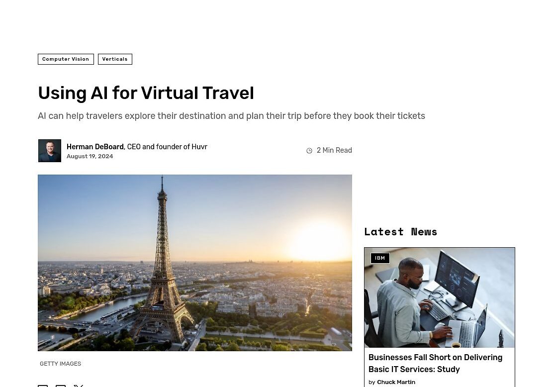 Using AI for Virtual Travel