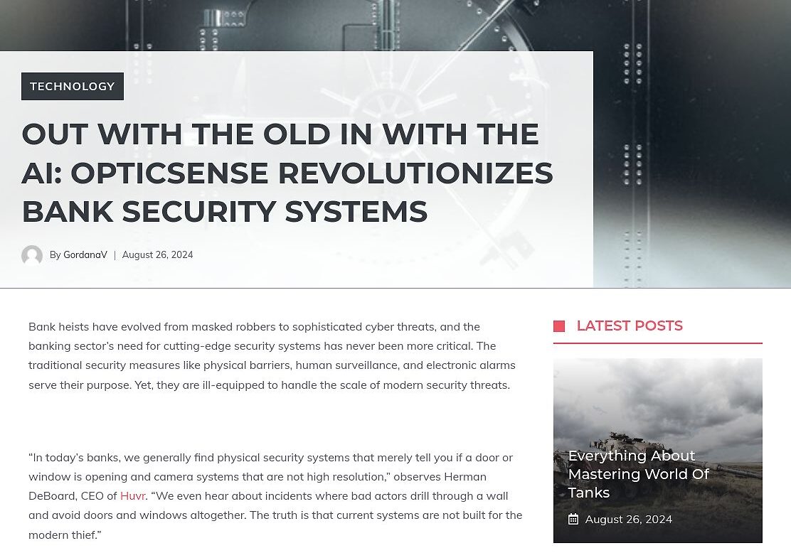 Out With the Old In With the AI: Opticsense Revolutionizes Bank Security Systems