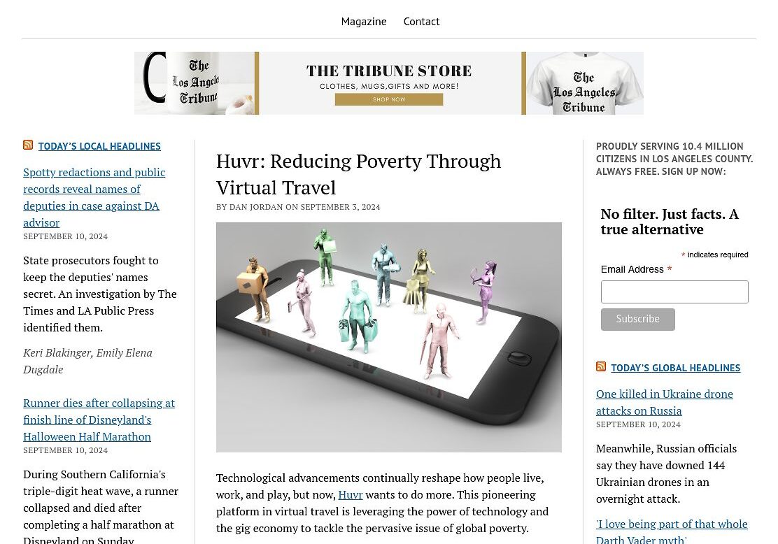 Huvr: Reducing Poverty Through Virtual Travel | The Los Angeles Tribune